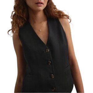 Jacob black V-neck sleeveless tailored button up vest size M